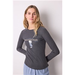 Camiseta manga larga canalé Snoopy