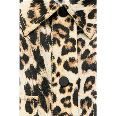 LINEN-BLEND ANIMAL-PRINT OVERSHIRT