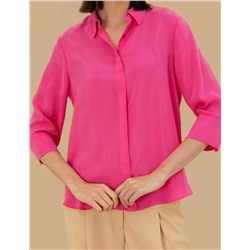 Fuşya Comfort Fit Uzun Kollu Gömlek