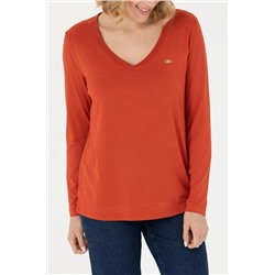 Kadın Kiremit V - Yaka Sweatshirt