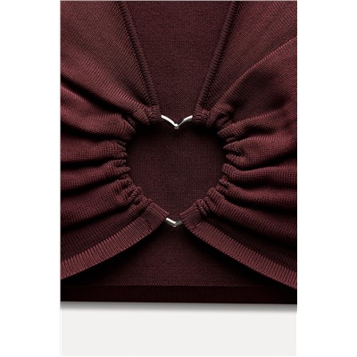 KNIT OPEN BACK TOP WITH HEART APPLIQUÉ