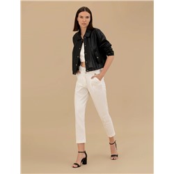 Siyah Crop Top Deri Ceket
