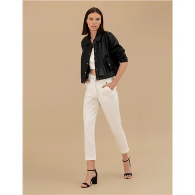 Siyah Crop Top Deri Ceket