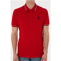Erkek Regular Fit Polo Yaka Kırmızı Basic Tişört