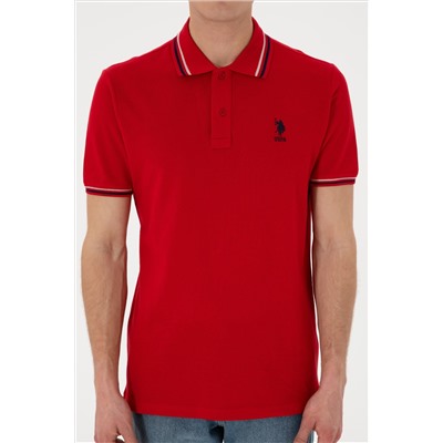 Erkek Regular Fit Polo Yaka Kırmızı Basic Tişört