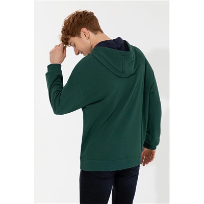 Erkek Yeşil Kapüşonlu Sweatshirt