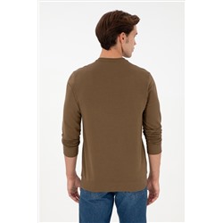 Erkek Haki Basic Sweatshirt