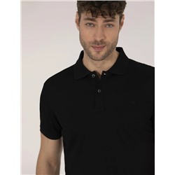 Siyah Regular Fit Polo Yaka Merserize Tişört
