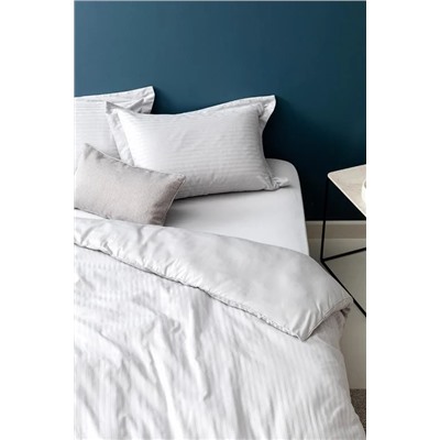 Elicia King Size Çizgili Saten Nevresim Takımı - Açık Gri