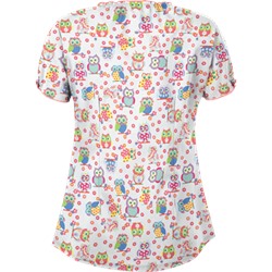 UA Who Done It White Keyhole Print Scrub Top