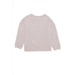 Çocuk Bej Melanj Bisiklet Yaka Sweatshirt
