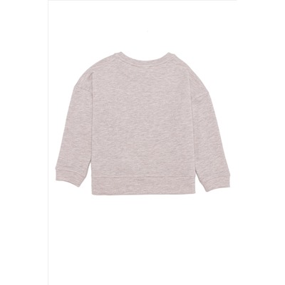 Çocuk Bej Melanj Bisiklet Yaka Sweatshirt