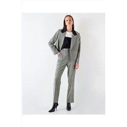 İpekyolEkose desen saten garnili blazer