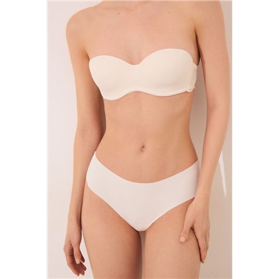 Braga ancha brasileña microfibra y encaje crema