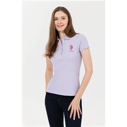 Kadın Lila Basic Polo Yaka Tişört