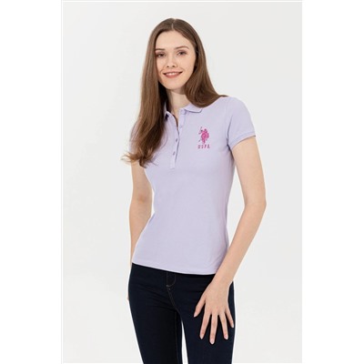 Kadın Lila Basic Polo Yaka Tişört