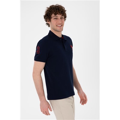 Erkek Slim Fit Polo Yaka Lacivert Basic Tişört