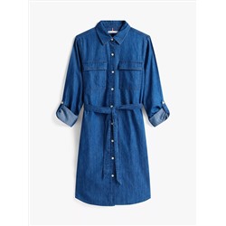 Belted Utility Denim Shirtdress