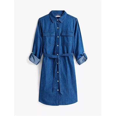 Belted Utility Denim Shirtdress