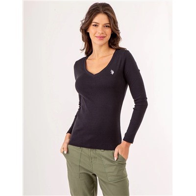 LONG SLEEVE V-NECK T-SHIRT