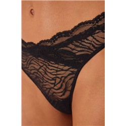 Tanga encaje cebra negro