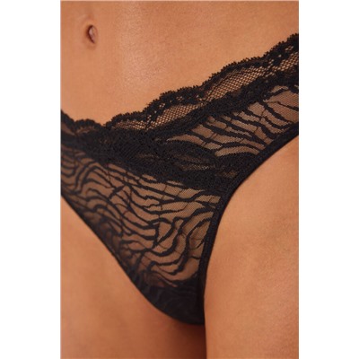 Tanga encaje cebra negro