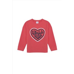 Çocuk Nar Çiçeği Bisiklet Yaka Sweatshirt