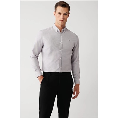 Avva Erkek Bordo Düğmeli Yaka Pamuklu Kolay Ütülenebilir Armürlü Slim Fit Dar Kesim Gömlek A32y2089 A32Y2089