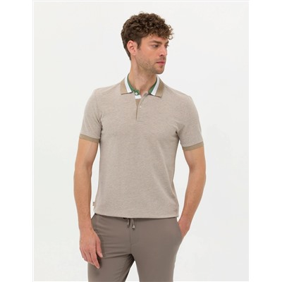 Beyaz Slim Fit Dokulu Polo Yaka Tişört