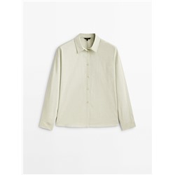 Camisa algodón chambray manga murciélago