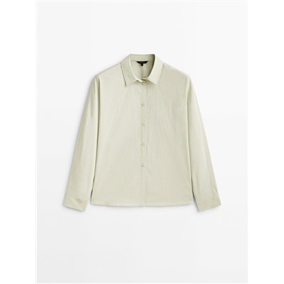 Camisa algodón chambray manga murciélago