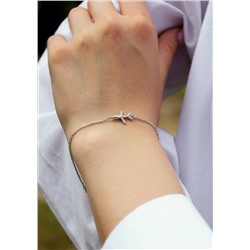 Браслет из серебра с фианитами родированный - Самолёт 925 пробы 15-1275р