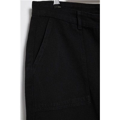 Siyah Yüksek Bel Geniş Paça Büyük Beden Wide Leg Jeans TBBAW25CJ00001