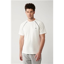 Avva Erkek Beyaz Bisiklet Yaka Reglan Kol Biye Detaylı Standart Fit Normal Kesim T-shirt A32y1182 A32Y1182