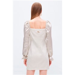 Vestido camisero vaquero Beige