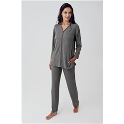 Artış Uzun Kollu Yumuşak Dokulu Triko Pijama Takımı 15215