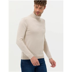 Kum Melanj Slim Fit Balıkçı Yaka Basic Triko Kazak