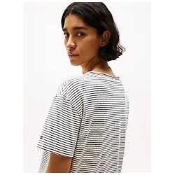 Linen-Blend Stripe V-Neck Top