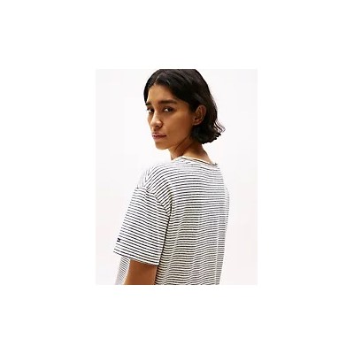 Linen-Blend Stripe V-Neck Top