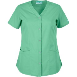 Butter-Soft Scrubs by UA™ Rhinestone Button Front Y-Neck Top