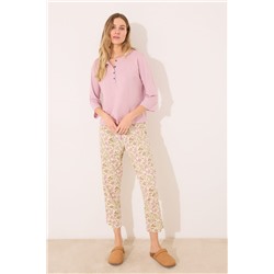 Camiseta lisa manga larga 100% algodón rosa