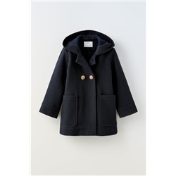 DOUBLE-BREASTED FELT TEXTURE 3/4 LENGTH COAT