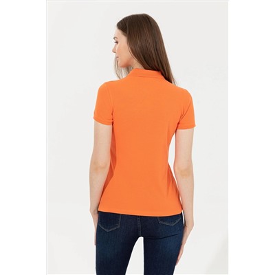 Kadın Turuncu Basic Polo Yaka Tişört