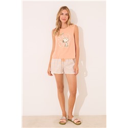 Pijama corto Snoopy naranja