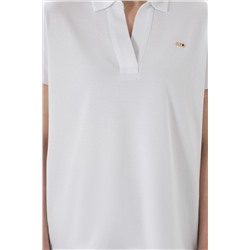 Kadın Beyaz Basic Polo Yaka Tişört