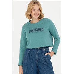 Kadın Mint Bisiklet Yaka Sweatshirt