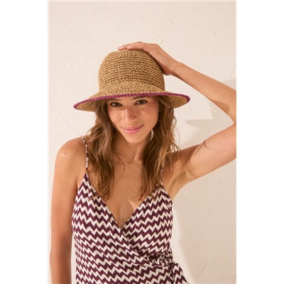 Sombrero efecto raffia beige