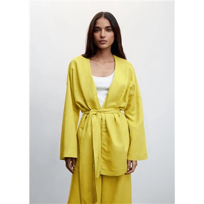 Kimono lino cinturón -  Mujer | MANGO OUTLET Melilla