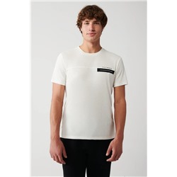 Avva, Erkek Ekru Soft Touch Bisiklet Yaka Baskılı T-shirt A31y1195