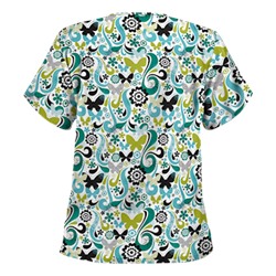 UA Flutter Flattery Black Print Scrub Top